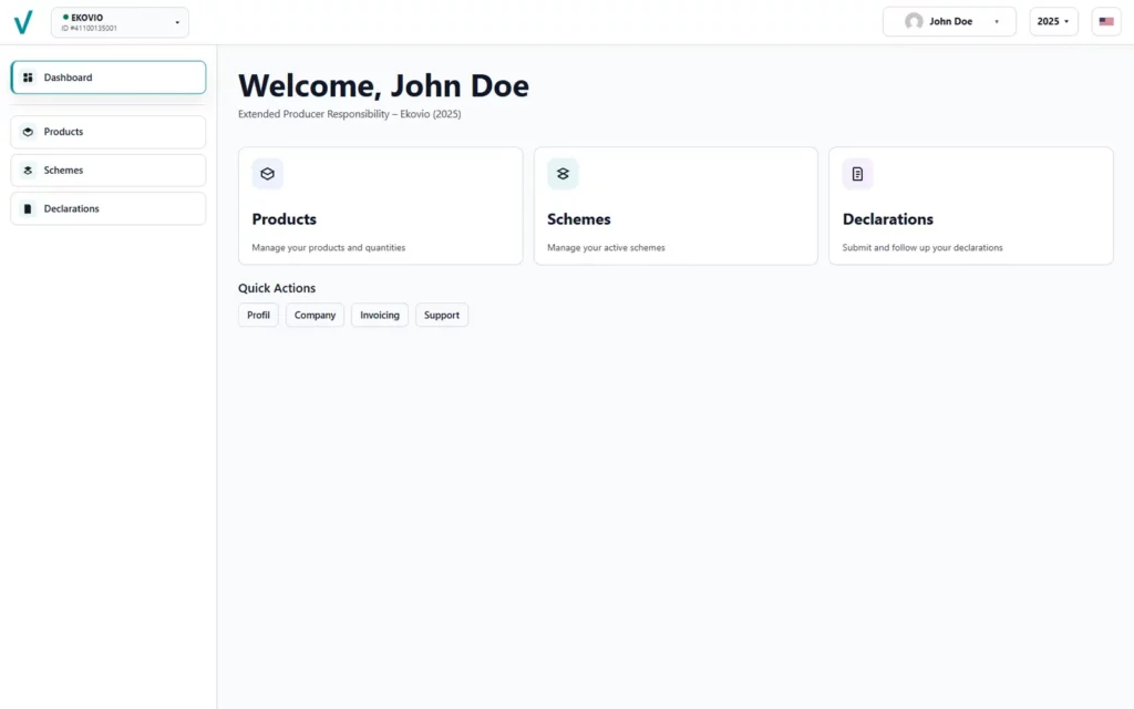 Ekovio - Dashboard EPR 1610