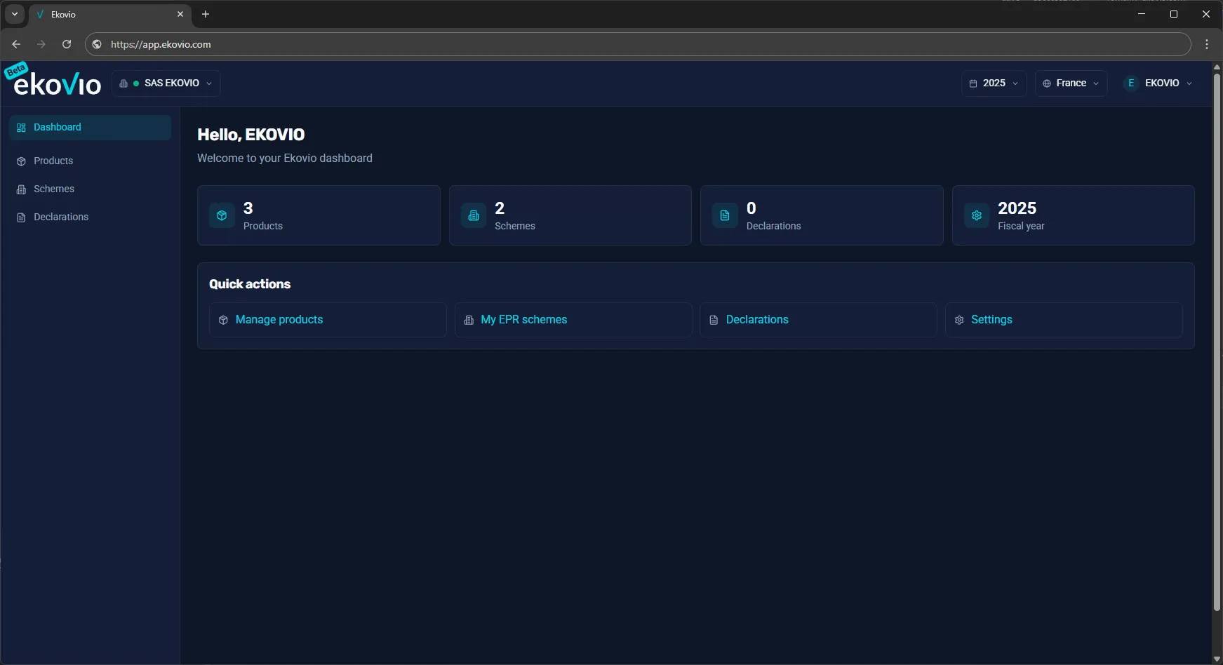 Ekovio EN Dashboard EPR
