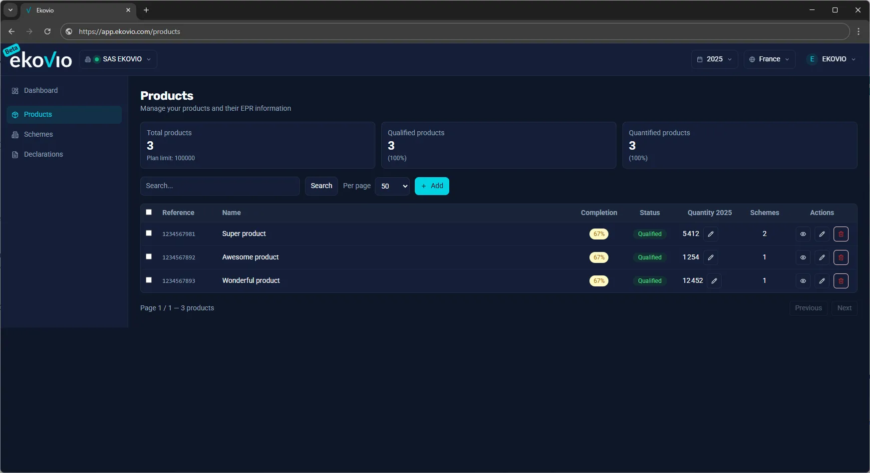 Ekovio EN Product List EPR